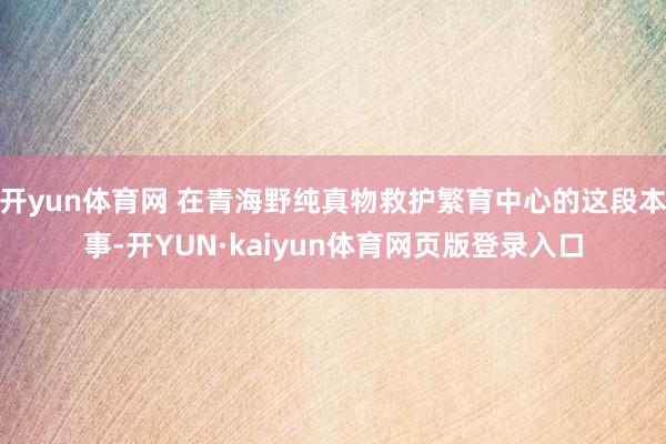 开yun体育网 在青海野纯真物救护繁育中心的这段本事-开YUN·kaiyun体育网页版登录入口